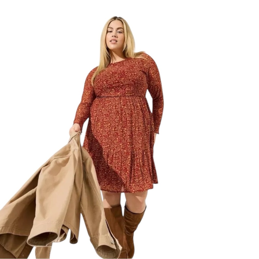 NWT! Torrid Ruffled Mini Dress - Mesh Floral 2X